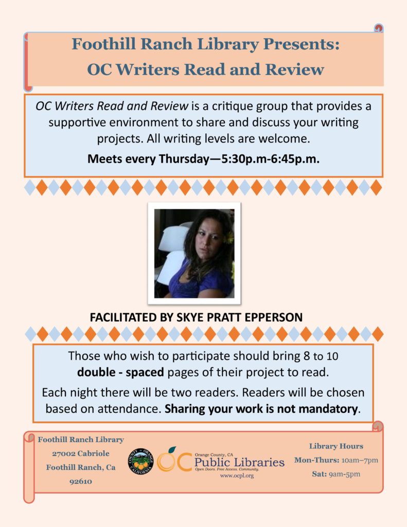 OC Writers and Foothill Ranch Library Read & Review